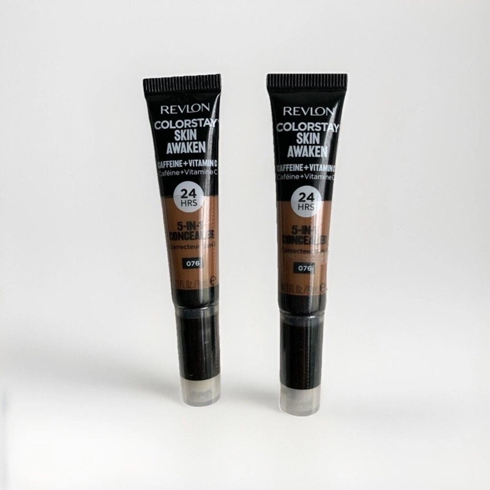 Revlon ColorStay Skin Awaken 5-in-1 Concealer #076 Caramel Lot of 2 (8ml) 24 Hr